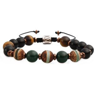 Beaded Crystal Bracelet For Strength With Tigers Eye, Onyx, Bloodstone And